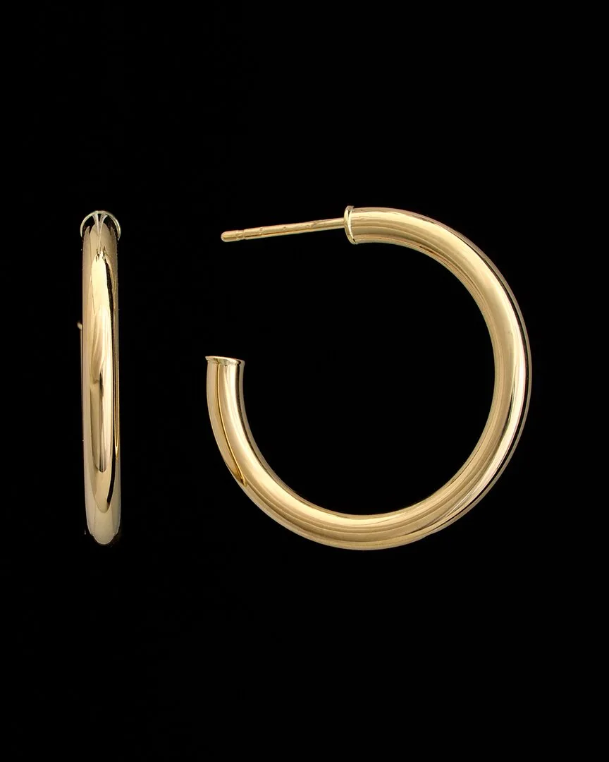14K Italian Gold Polished Half Hoops