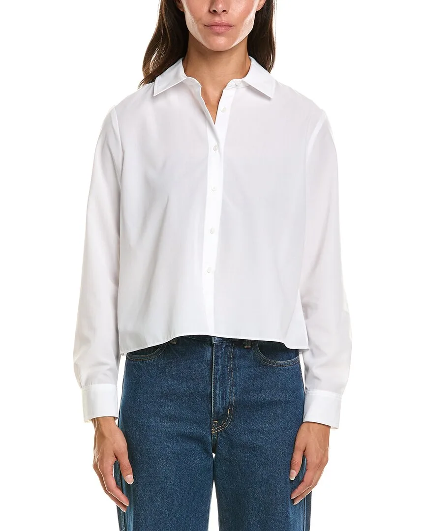 Cropped Back Pleat Top by Brooks Brothers