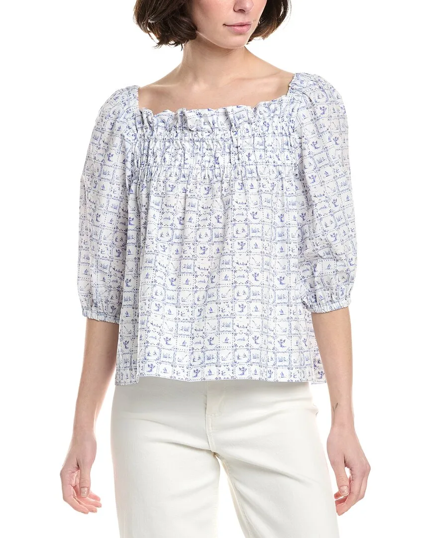 Square Neck Balloon Sleeve Blouse by Sara Campbell