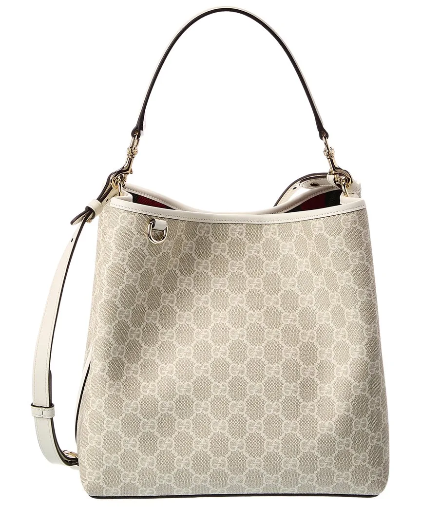 Gg Emblem Medium Gg Supreme Canvas & Leather Bucket Bag by Gucci