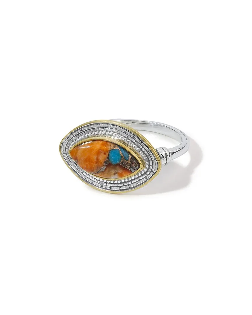 Silver Plated 3.33 ct. tw. Oyster Copper Turquoise Statement Ring by Tiramisu