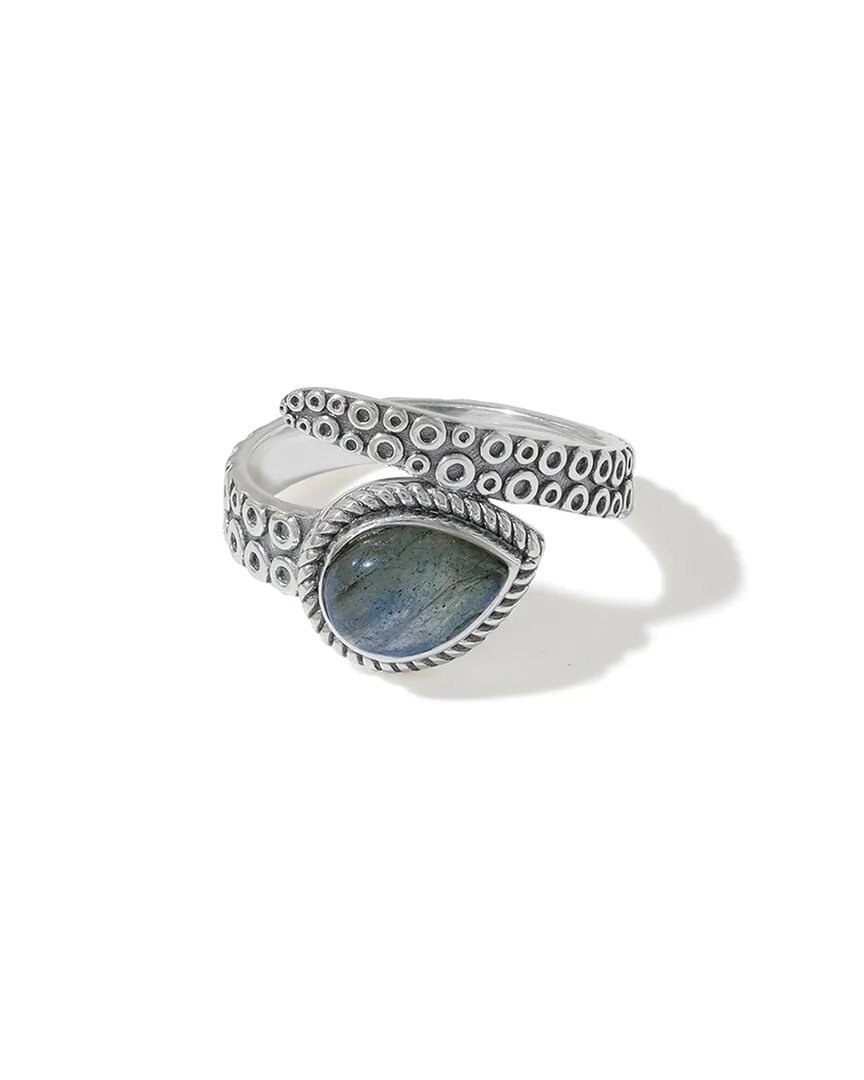 Silver Plated 1.45 ct. tw. Labradorite Bypass Ring by Tiramisu