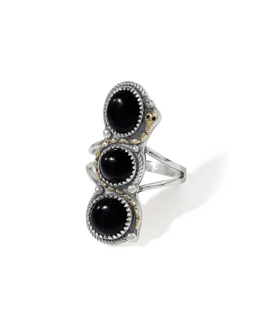 Silver Plated 5.65 ct. tw. Black Onyx Statement Ring by Tiramisu
