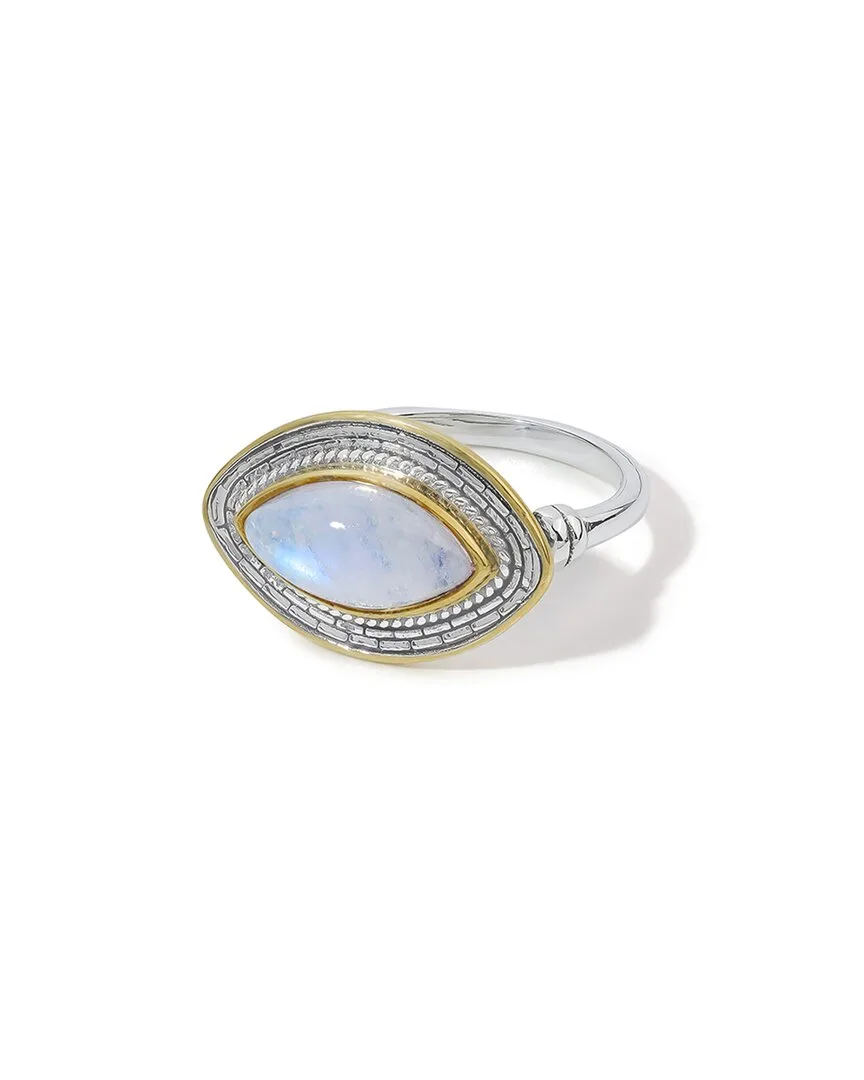 Silver Plated 3.10 ct. tw. Rainbow Moonstone Statement Ring by Tiramisu
