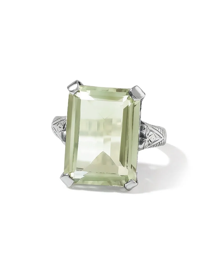 Silver Plated 12.00 ct. tw. Green Amethyst Statement Ring by Tiramisu