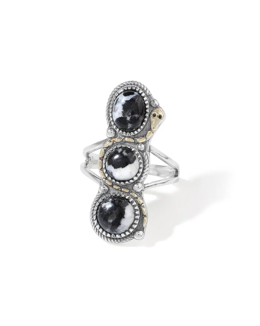 Silver Plated 6.40 ct. tw. Zebra Jasper Statement Ring by Tiramisu