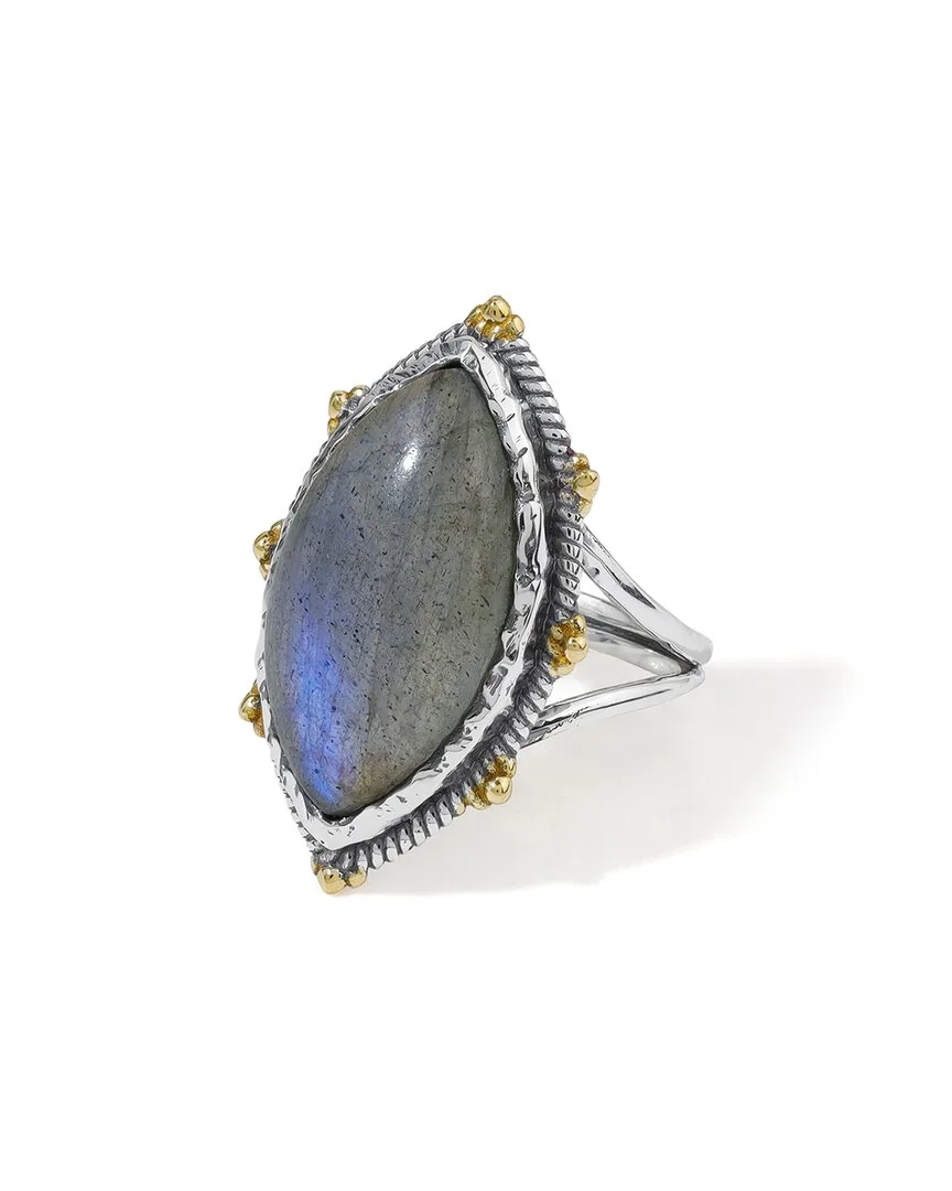 Silver Plated 10.63 ct. tw. Labradorite Statement Ring by Tiramisu
