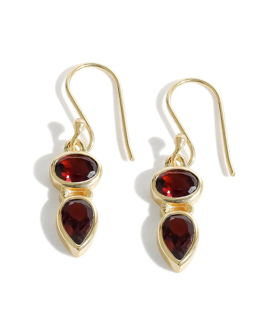 Plated 3.90 ct. tw. Garnet Dangle Earring by Tiramisu