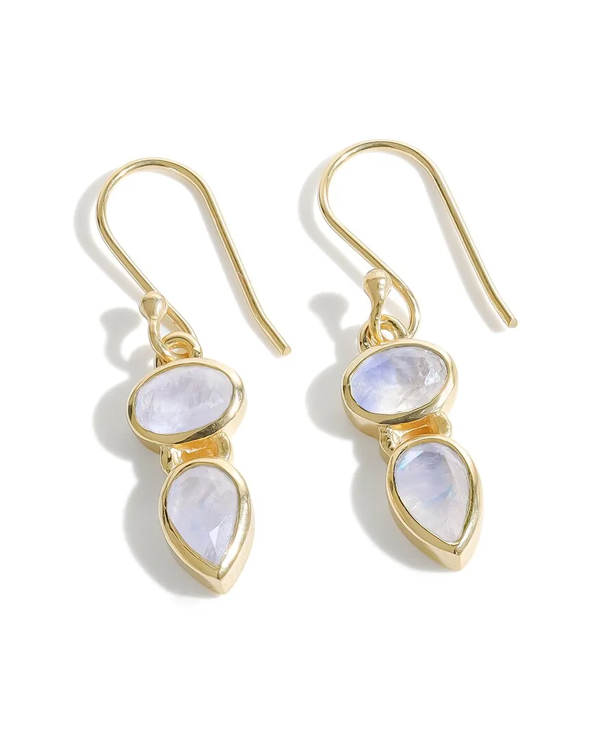 Plated 3.32 ct. tw. Rainbow Moonstone Dangle Earring by Tiramisu