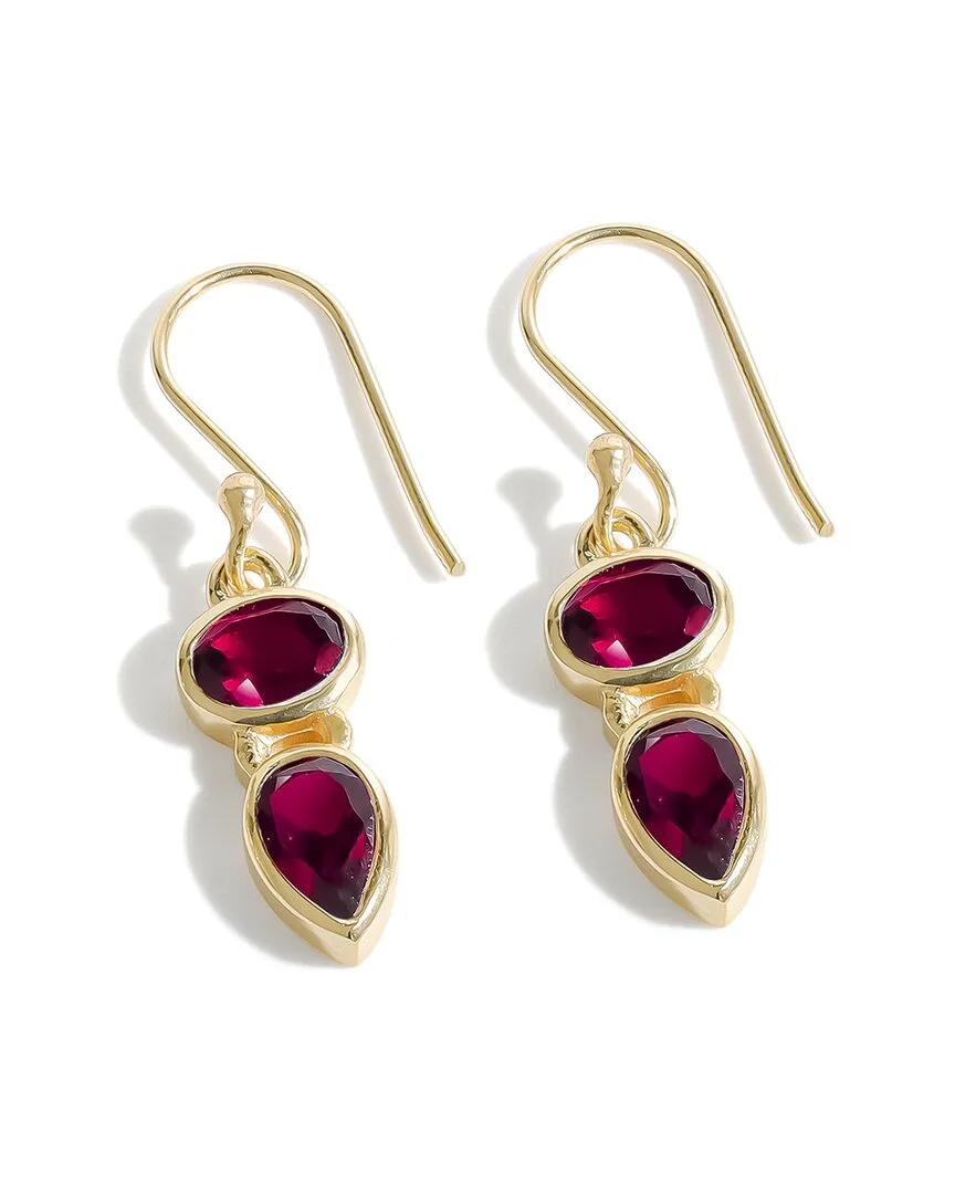 Plated 3.88 ct. tw. Lab-Grown Ruby Dangle Earring by Tiramisu
