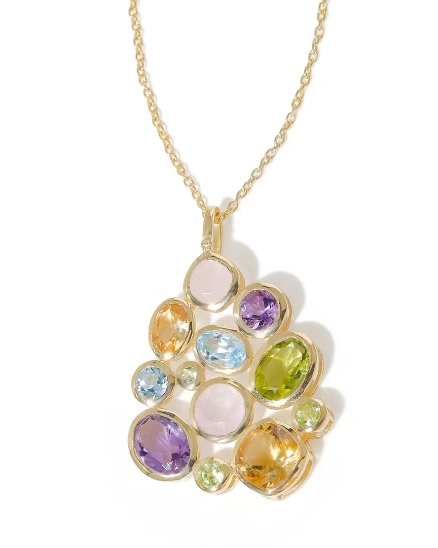 14K Plated Silver 7.23 ct. tw. Gemstone Statement Necklace by Tiramisu