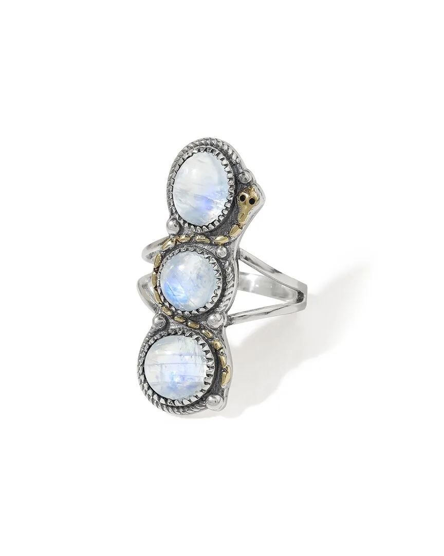 Silver Plated 6.38 ct. tw. Rainbow Moonstone Statement Ring by Tiramisu