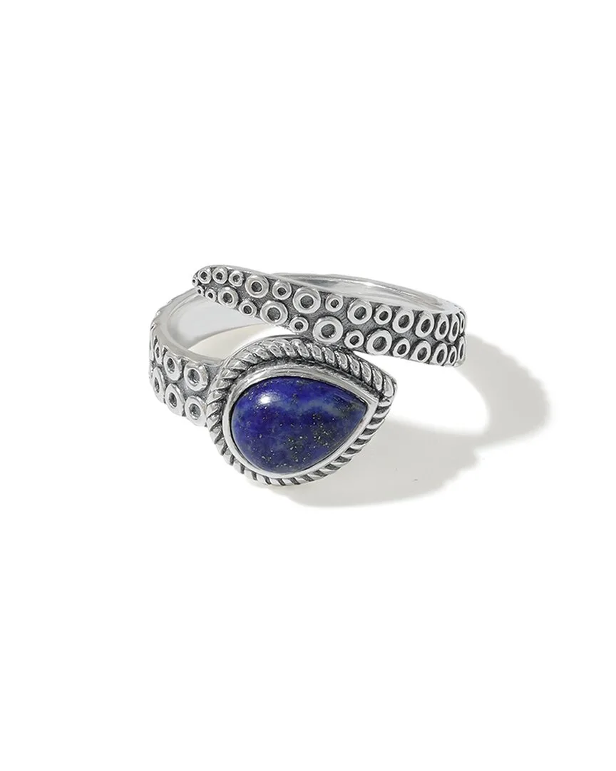 Silver Plated 1.45 ct. tw. Lapis Bypass Ring by Tiramisu