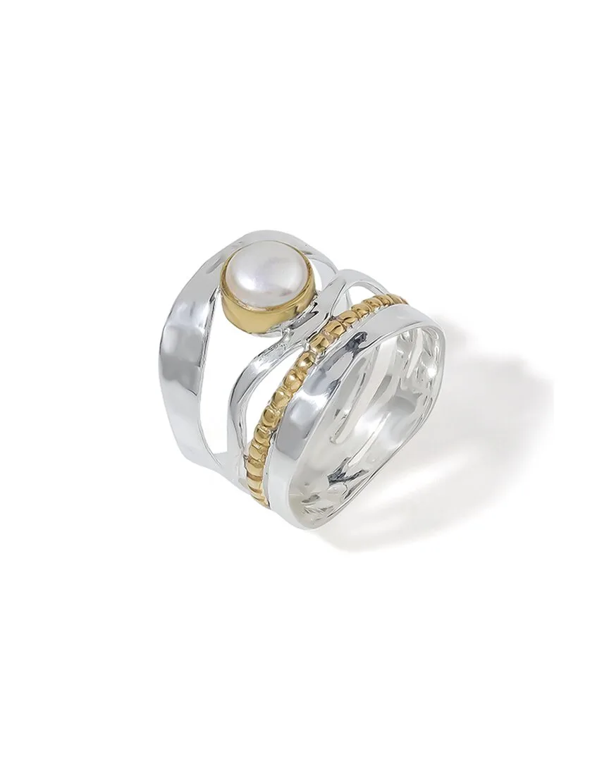 Silver Plated 1.40 ct. tw. 6-6Mm Pearl Statement Ring by Tiramisu