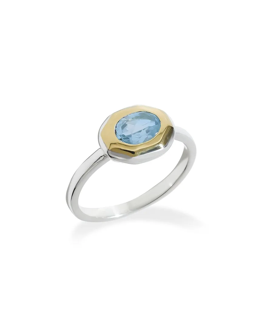 Silver Plated 0.90 ct. tw. Blue Topaz Solitaire Ring by Tiramisu