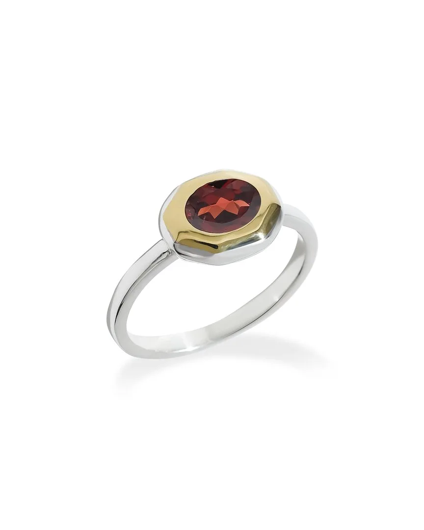 Silver Plated 0.96 ct. tw. Garnet Solitaire Ring by Tiramisu