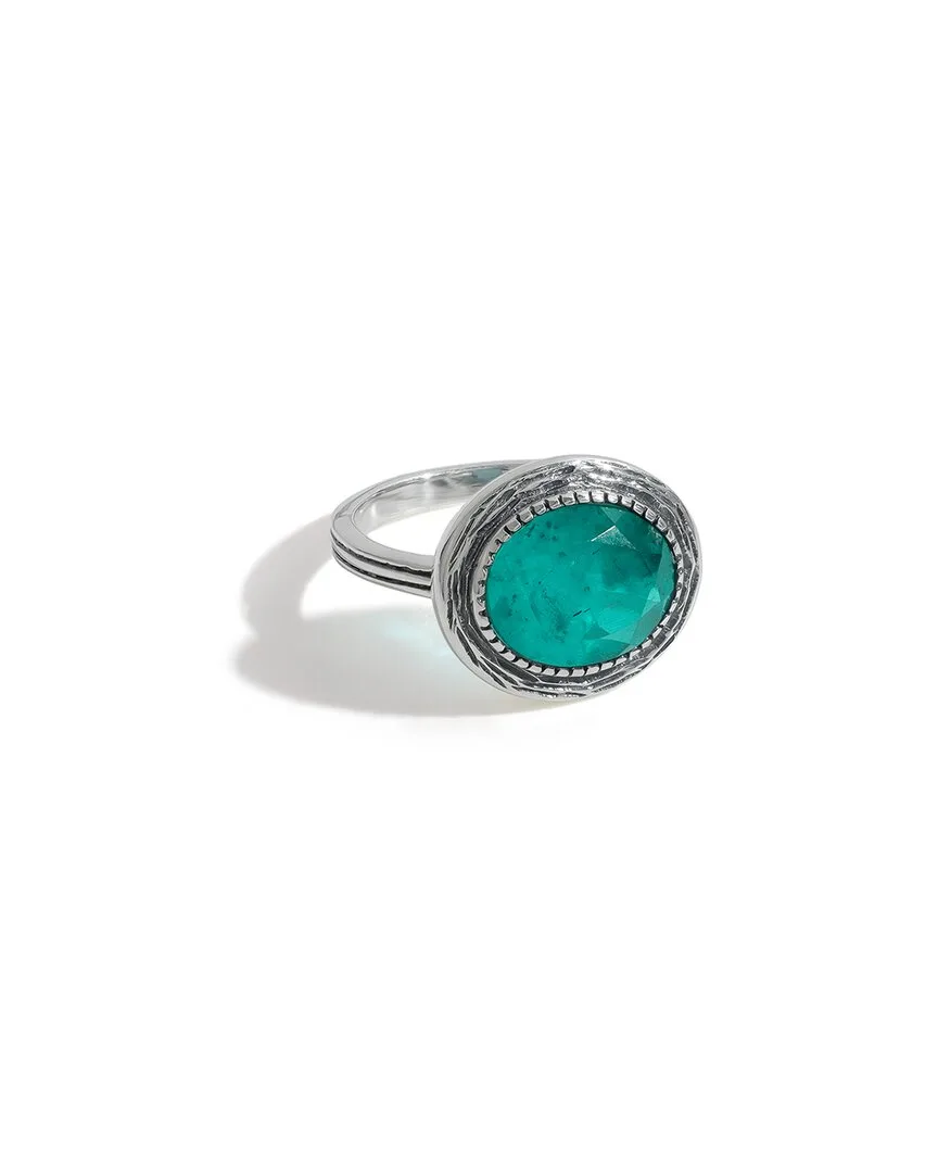 Silver Plated 4.00 ct. tw. Emerald Doublet Quartz Solitaire Ring by Tiramisu