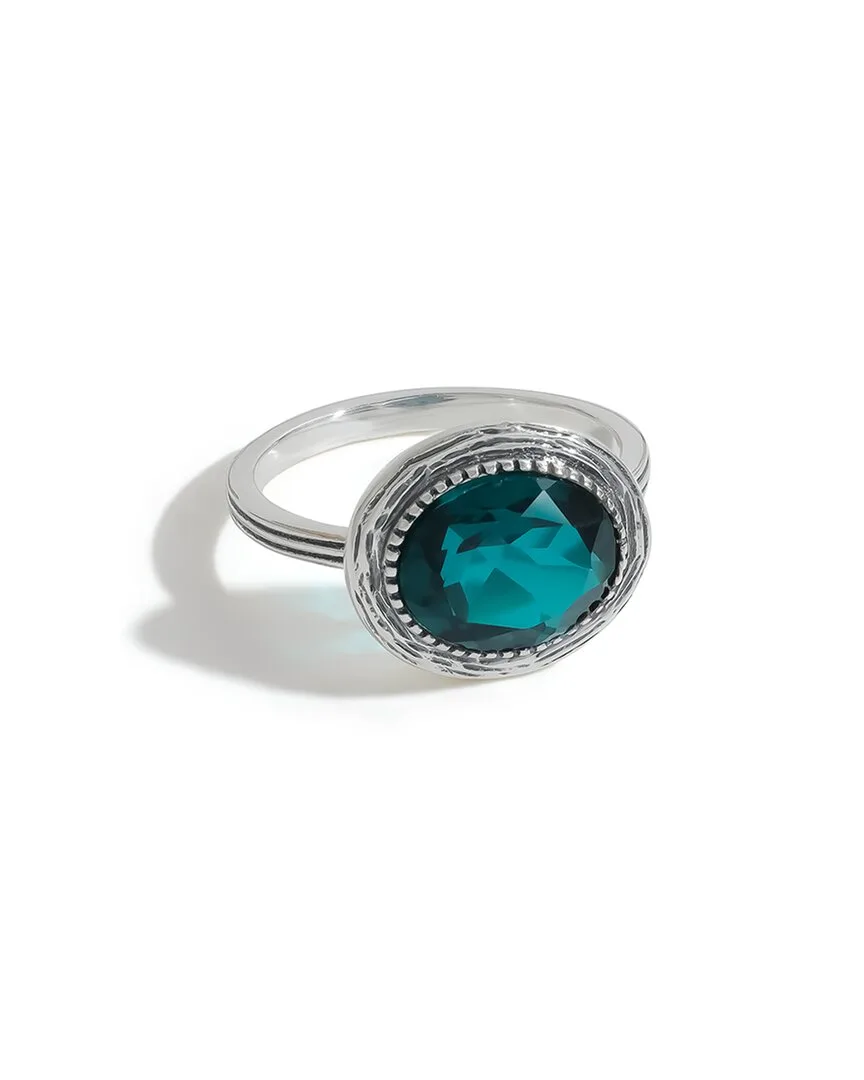 Silver Plated 4.00 ct. tw. London Blue Doublet Quartz Solitaire Ring by Tiramisu