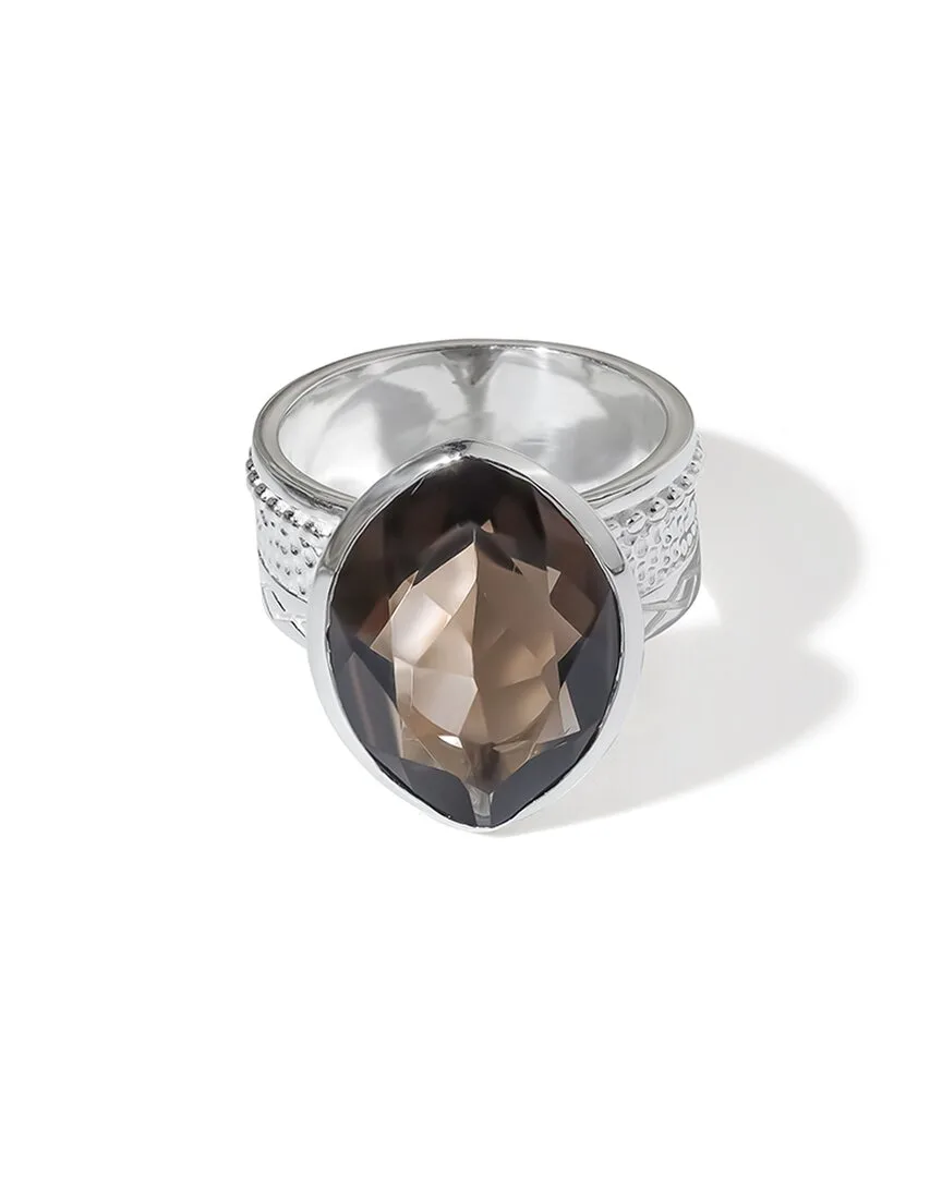 Silver Plated 9.77 ct. tw. Smoky Quartz Solitaire Ring by Tiramisu