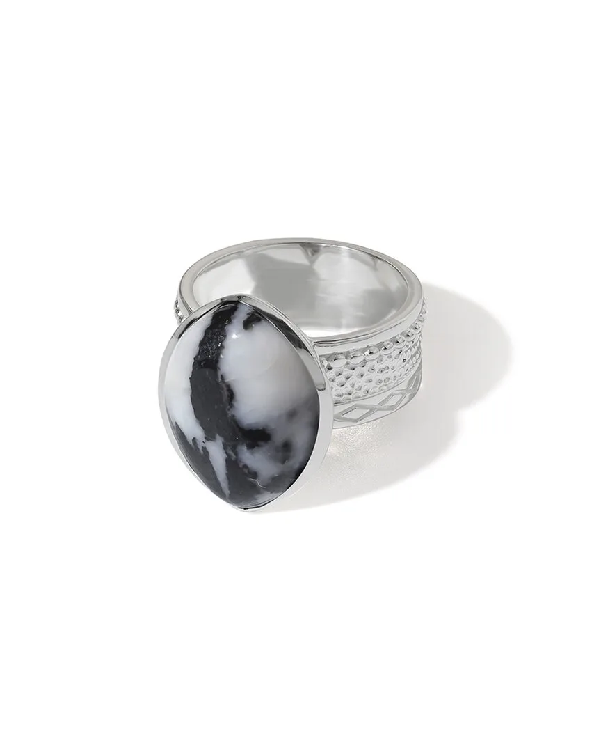 Silver Plated 9.77 ct. tw. Zebra Jasper Solitaire Ring by Tiramisu