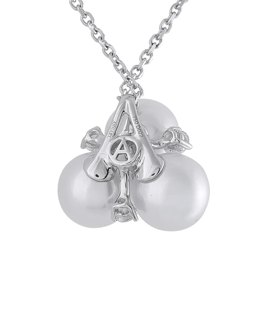 18K 0.22 ct. tw. Diamond & Pearl Necklace (authentic Pre-Loved) by Assael
