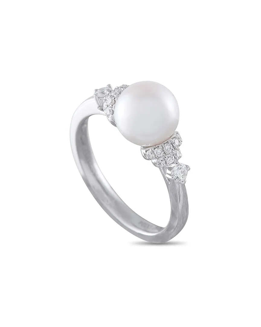 18K 0.25 ct. tw. Diamond & Pearl Ring (authentic Pre-Loved) by Assael