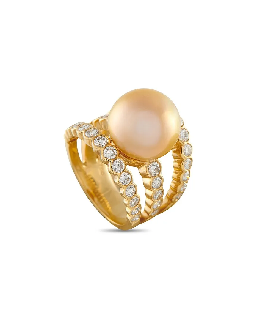 18K 1.72 ct. tw. Diamond & Pearl Ring (authentic Pre-Loved) by Assael