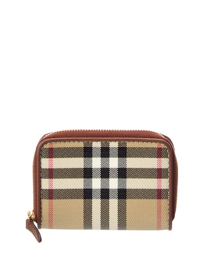 Check E-Canvas & Leather Coin Purse by Burberry