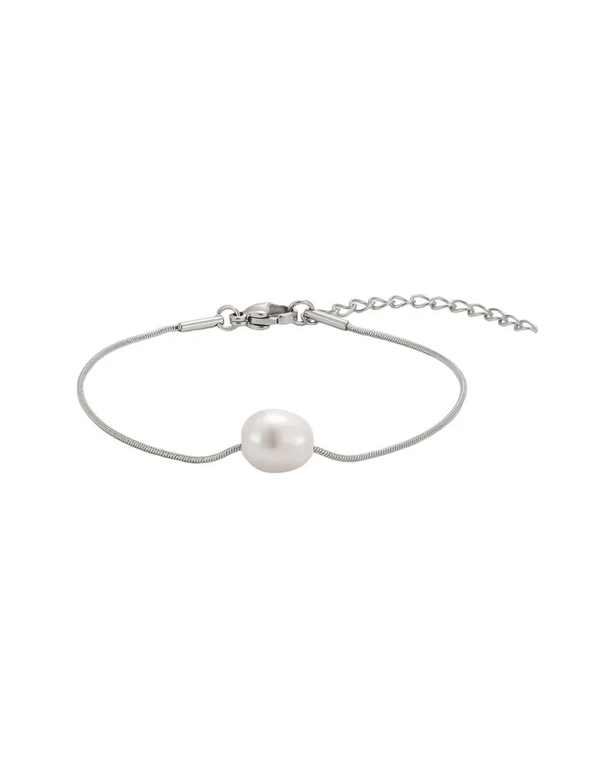 Silver Plated Stainless Steel 8.5-9Mm Pearl Bracelet
