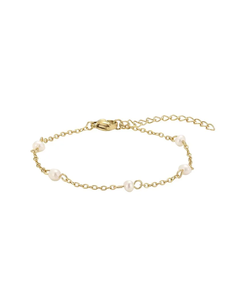 18K Plated Stainless Steel 4-4.6Mm Pearl Bracelet