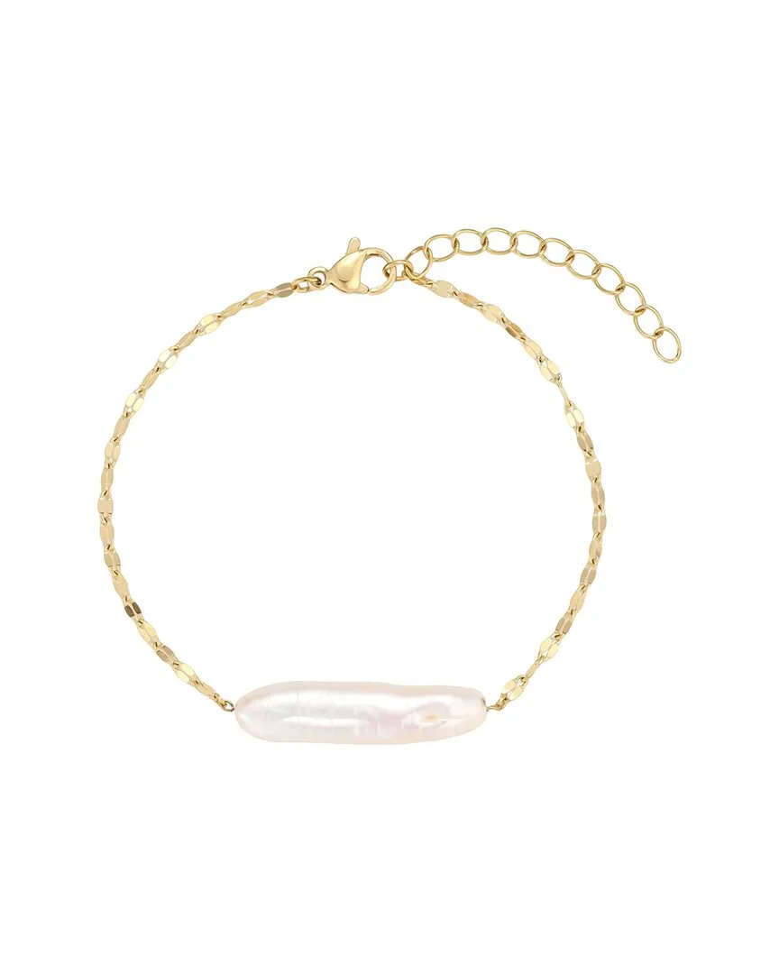 18K Plated Stainless Steel 27.2Mmx7.5Mm Pearl Bracelet