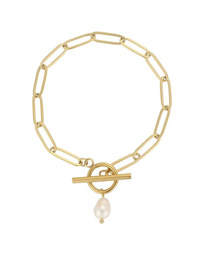 18K Plated Stainless Steel 8.8Mmx6.7Mm Pearl Bracelet by Adornia