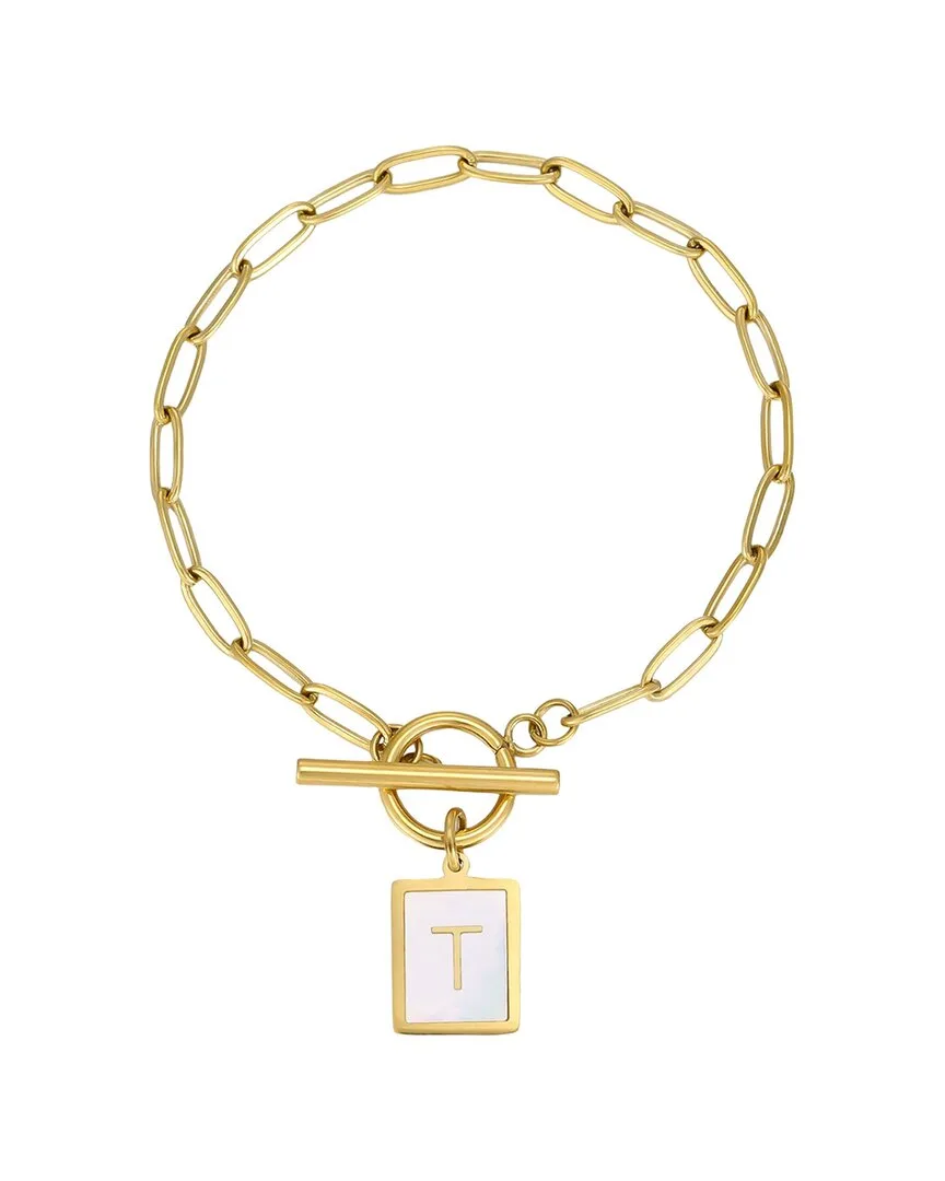 18K Plated Stainless Steel Mother-Of-Pearl Toggle Bracelet by Adornia