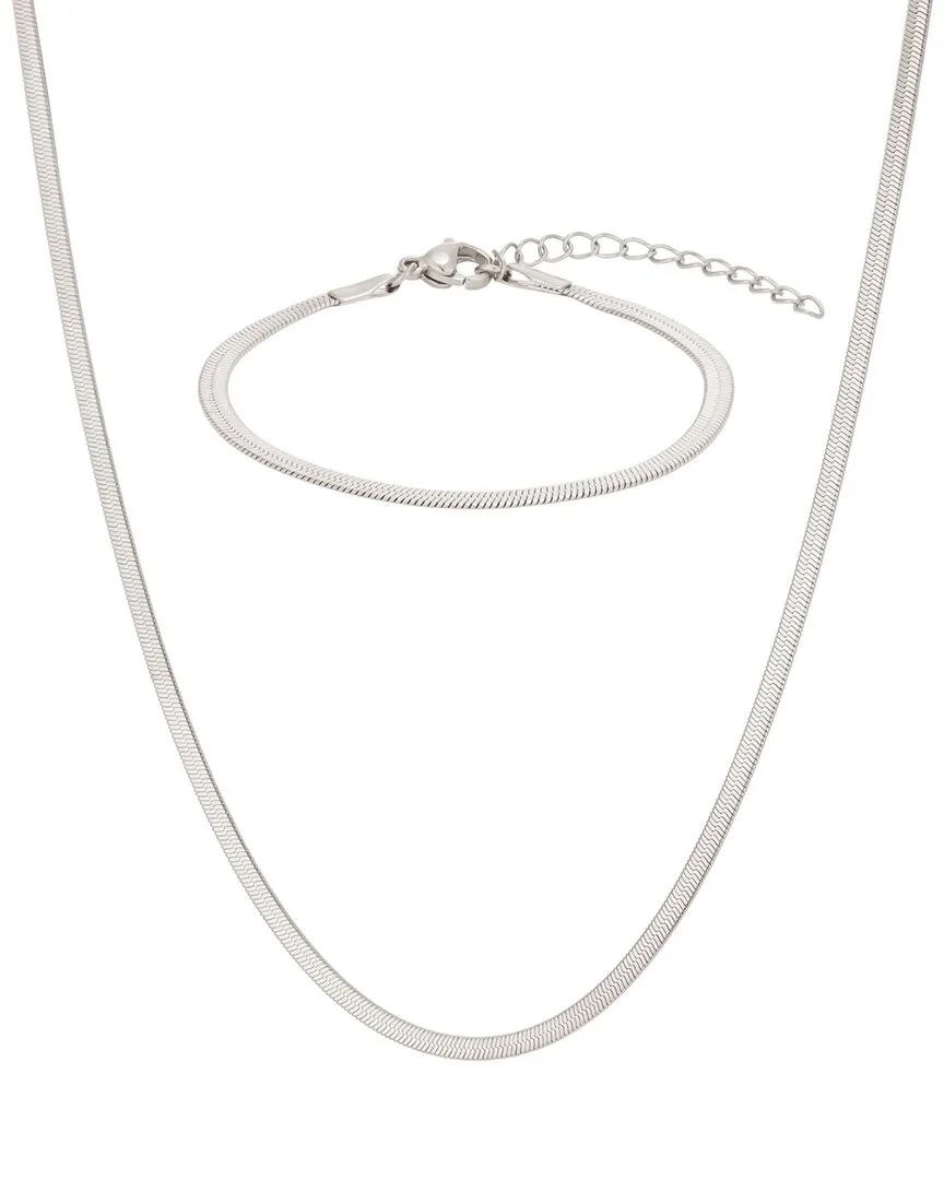 Silver Plated Stainless Steel Jewelry Set by Adornia