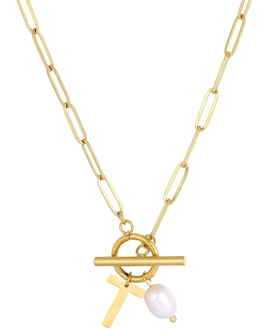 18K Plated Stainless Steel 7Mm Pearl Necklace by Adornia