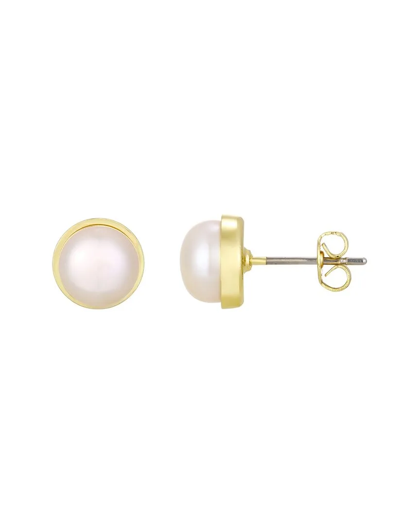 14K Plated 8Mm Pearl Earrings by Adornia