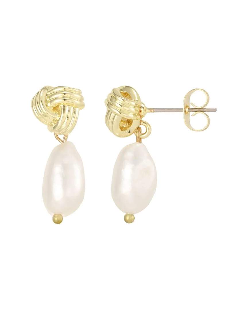 14K Plated 11X7.5Mm Pearl Earrings by Adornia