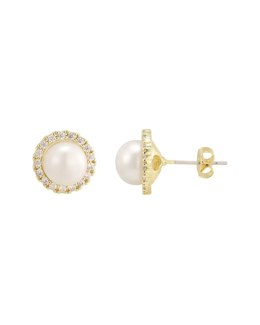 14K Plated Pearl Earrings by Adornia