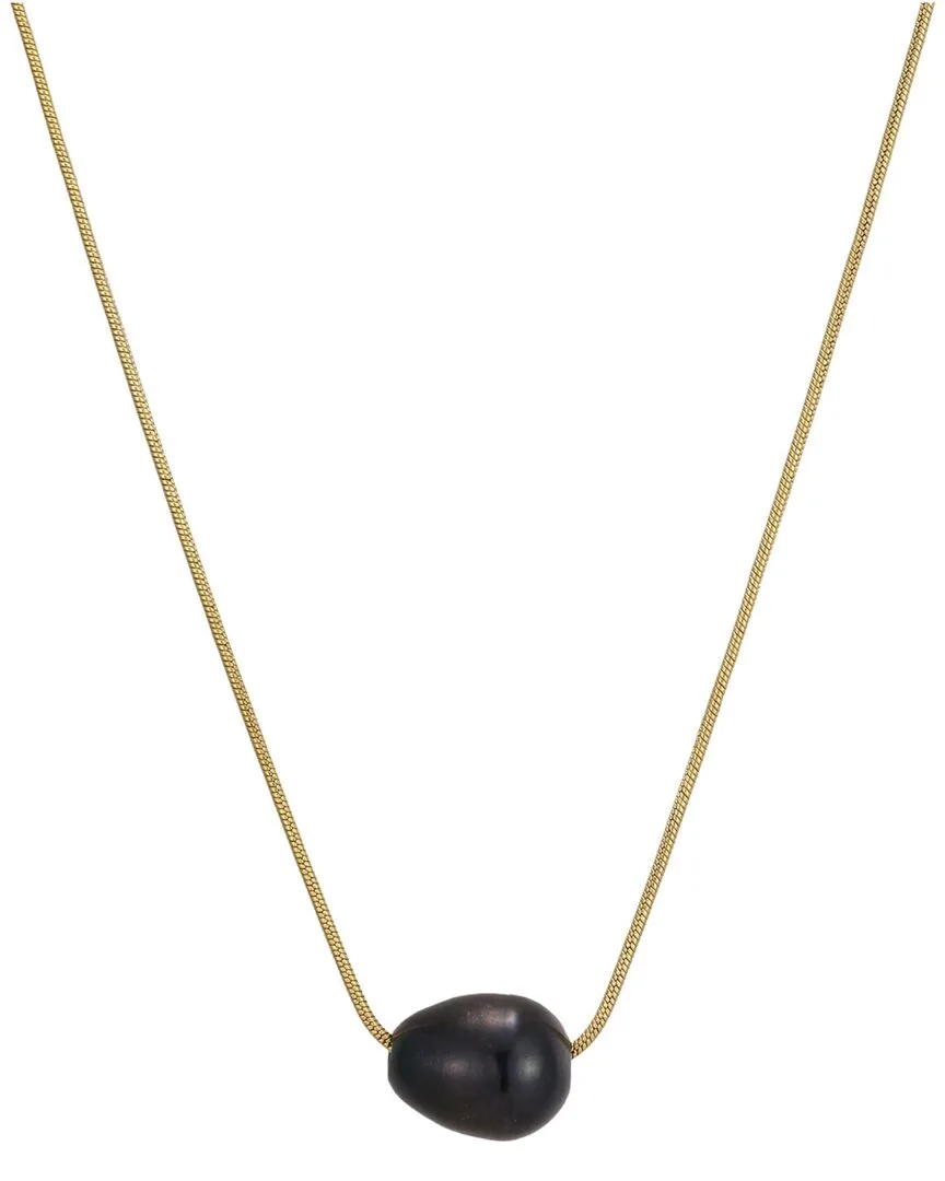 18K Plated Stainless Steel 12Mmx10mm Pearl Necklace by Adornia