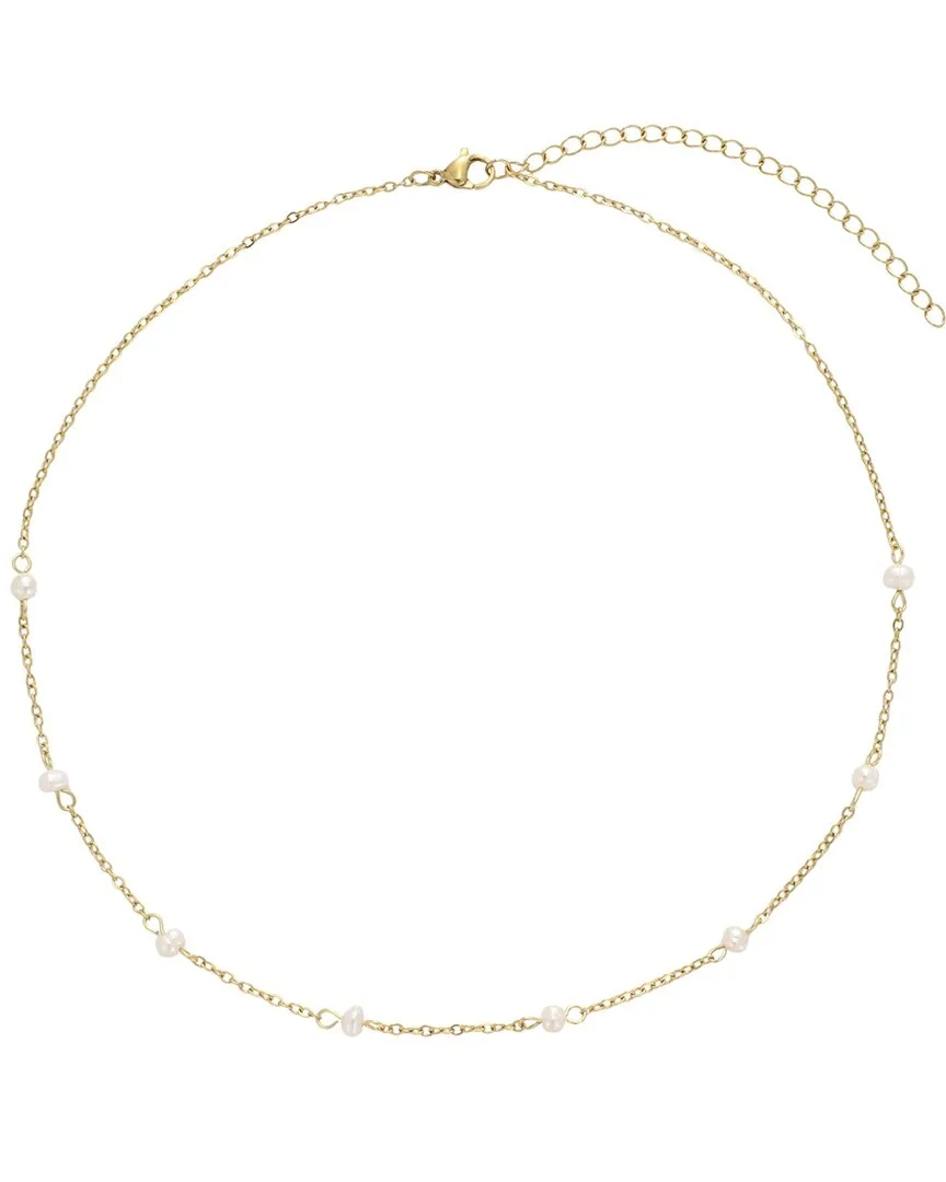 18K Plated Stainless Steel 4-4.6mm Pearl Necklace