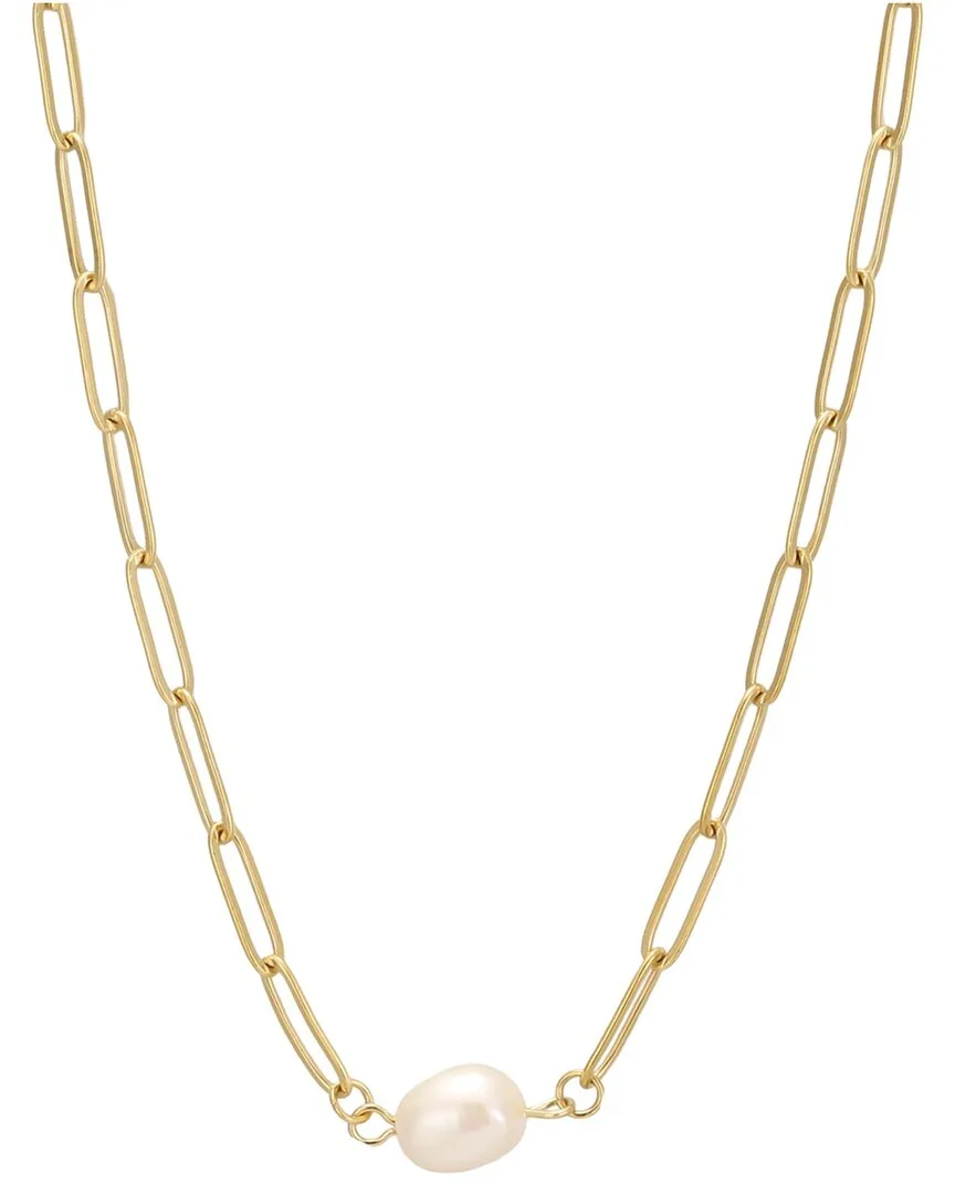 18K Plated Stainless Steel 7.5mm Pearl Necklace by Adornia