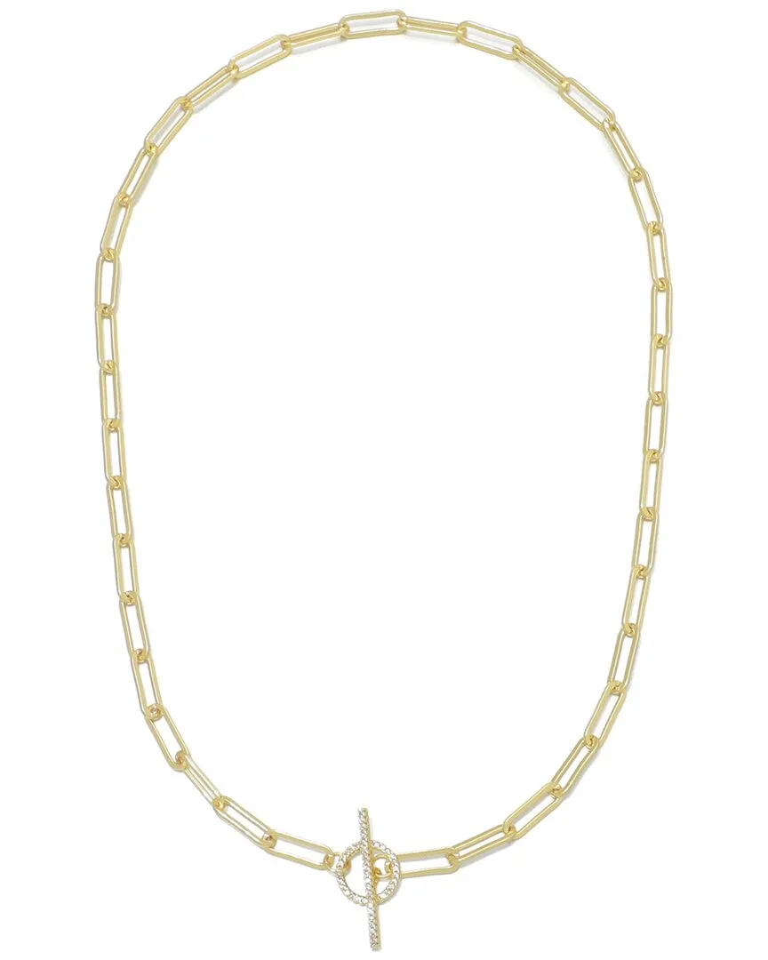 14K Plated CZ Toggle Necklace