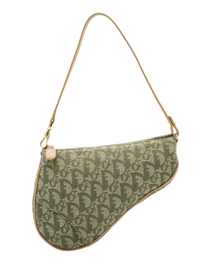 Green Oblique Canvas Saddle Bag (authentic Pre-Loved) by Dior