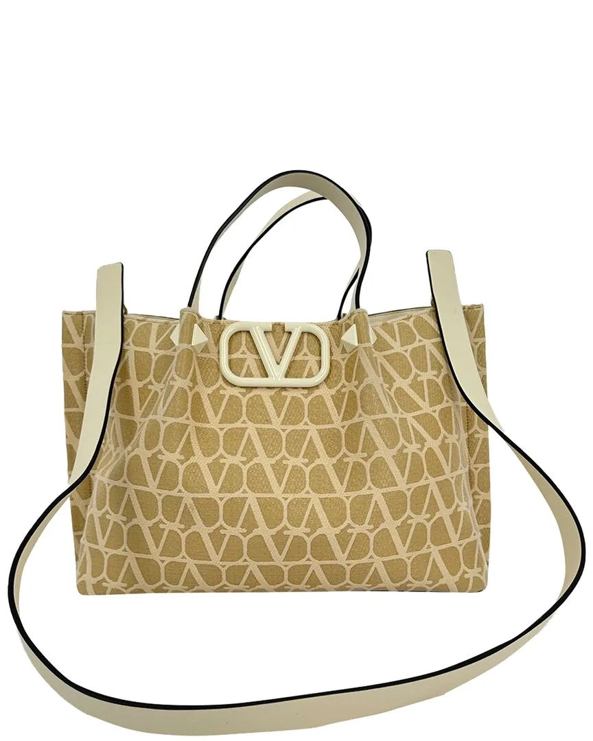 Beige Raffia Medium Toile Iconographe Tote (authentic Pre-Loved) by Valentino