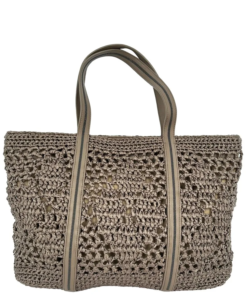 Brown Woven Raffia Tote (authentic Pre-Loved) by Brunello Cucinelli