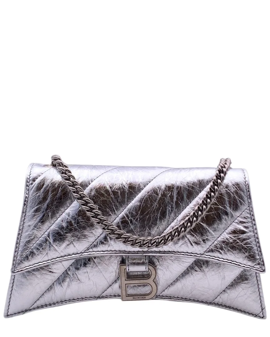 Silver Leather Crush Shoulder Bag (authentic Pre-Loved) by Balenciaga