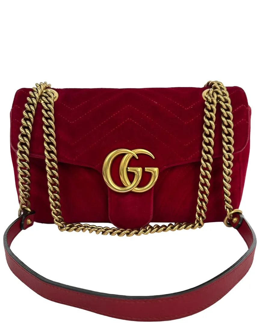Red Velvet Small Gg Marmont Shoulder Bag (authentic Pre-Loved) by Gucci
