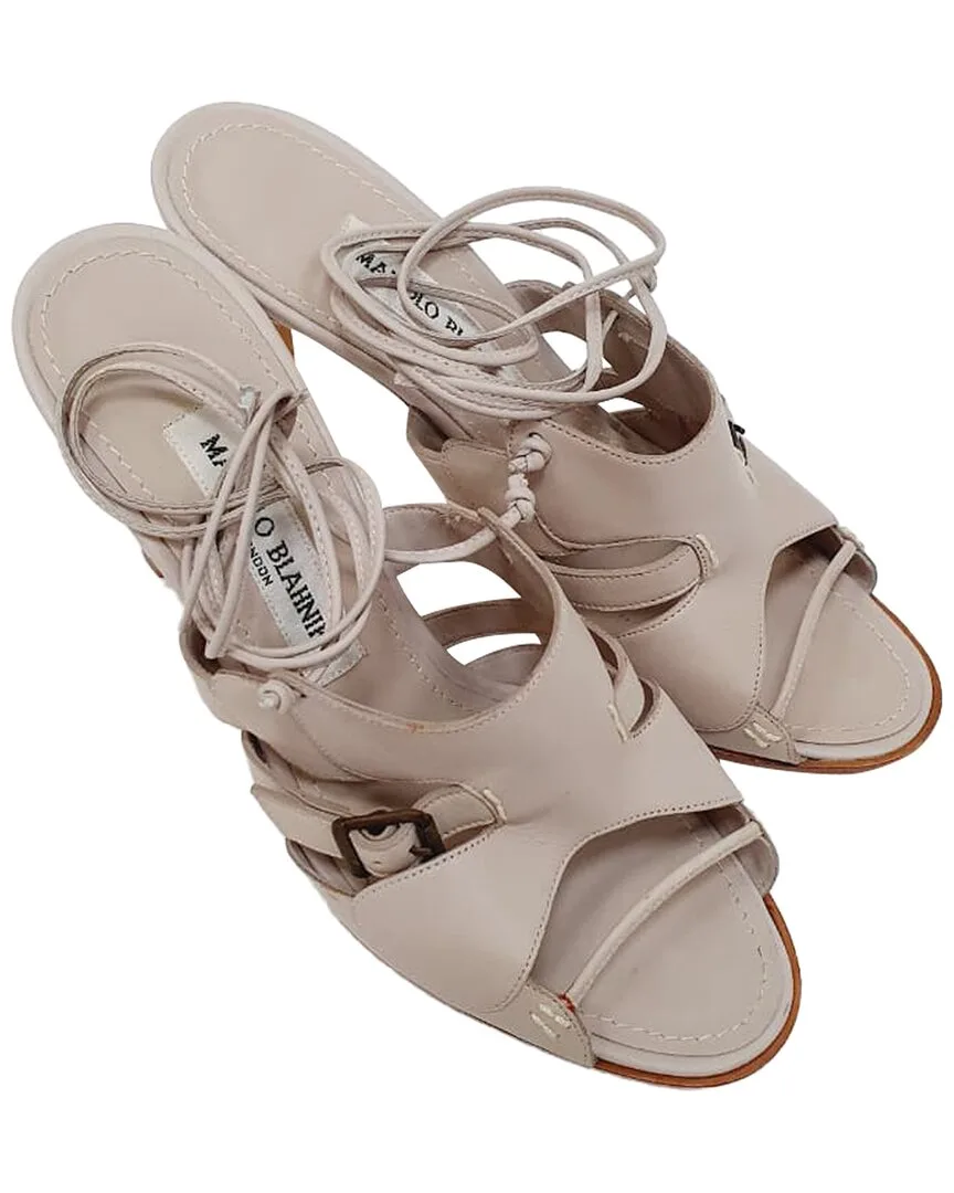 Leather Lace-Up Sandal (authentic Pre-Loved) by Manolo Blahnik