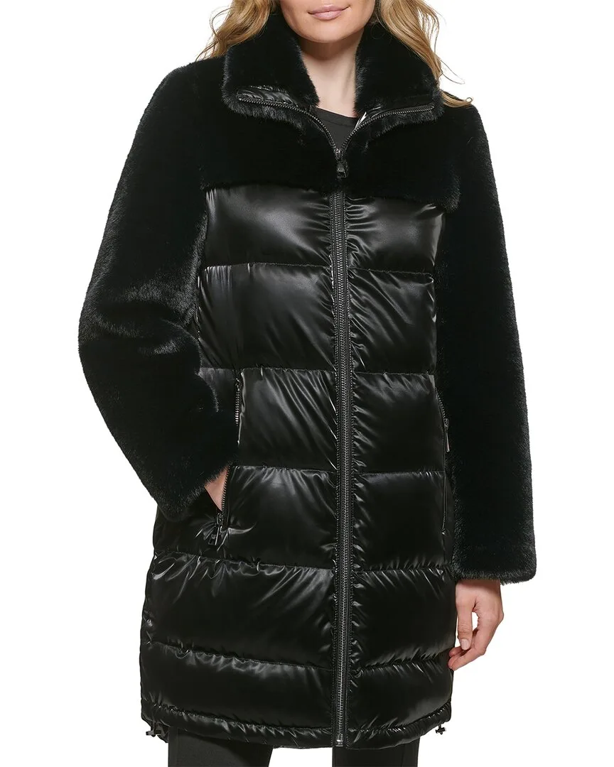 Mixed Media Puffer Coat