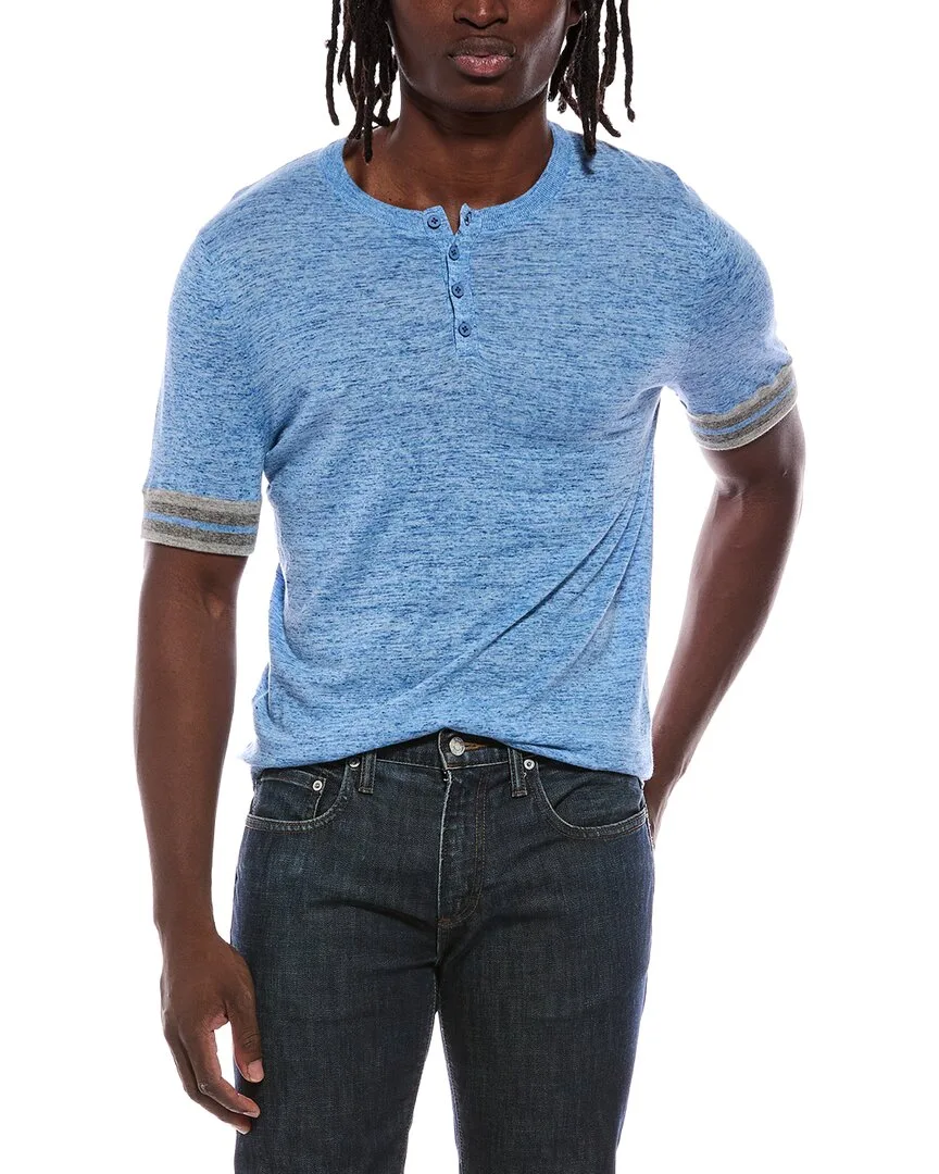 Striped Trim Henley Shirt by Autumn Cashmere